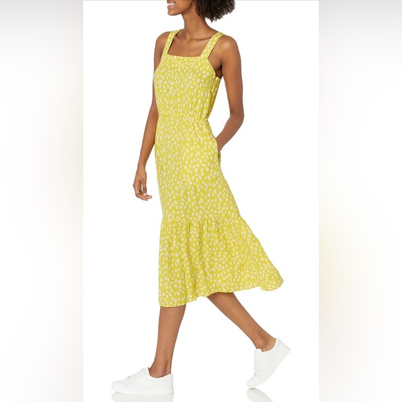 NEW! Amazon Essentials Womens Fluid Twill Flare Dress, Lime Green/Yellow Size XL - Picture 1 of 6